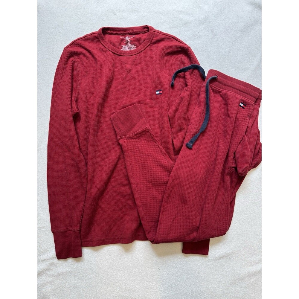 Tommy Hilfiger Pajama Set Waffle Size S Red
